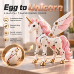 Unicorn Figure Transforming Mechanical Egg to Winged Unicorn