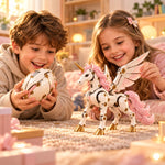 Unicorn Figure Transforming Mechanical Egg to Winged Unicorn