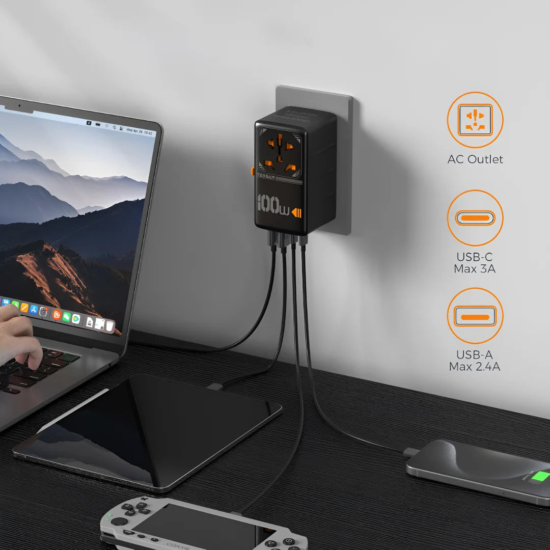 Universal Travel Adapter GaN 100W USB-C & USB-A