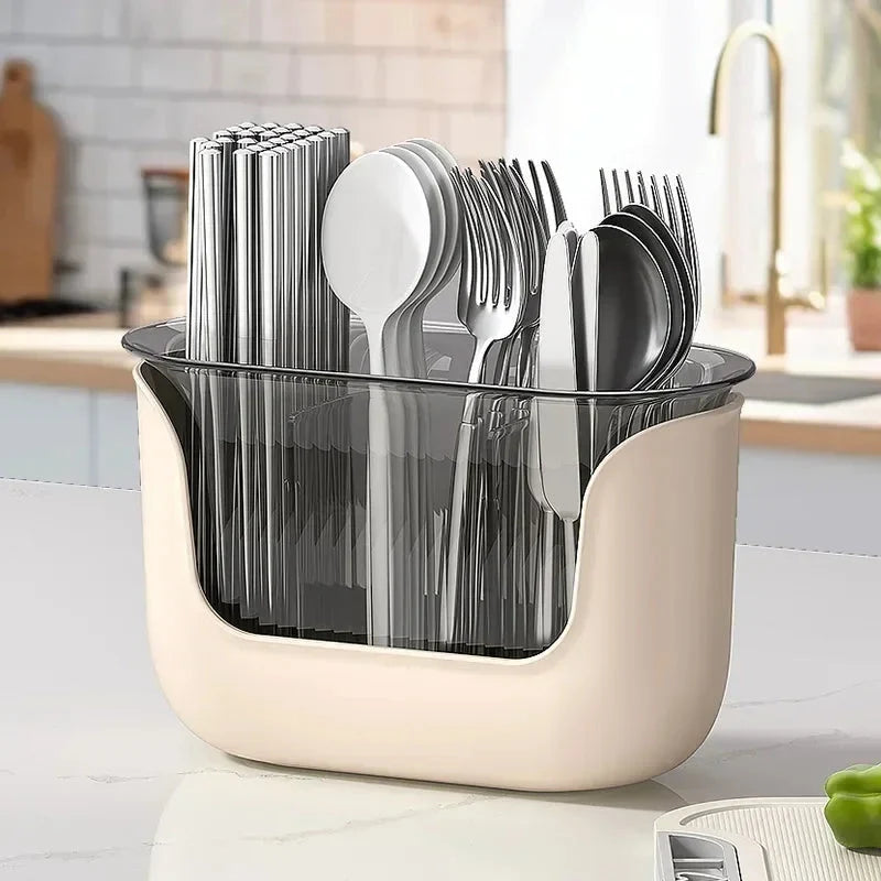 Utensil Holder Multi-Compartment Vented Drainage Space-Saving Design