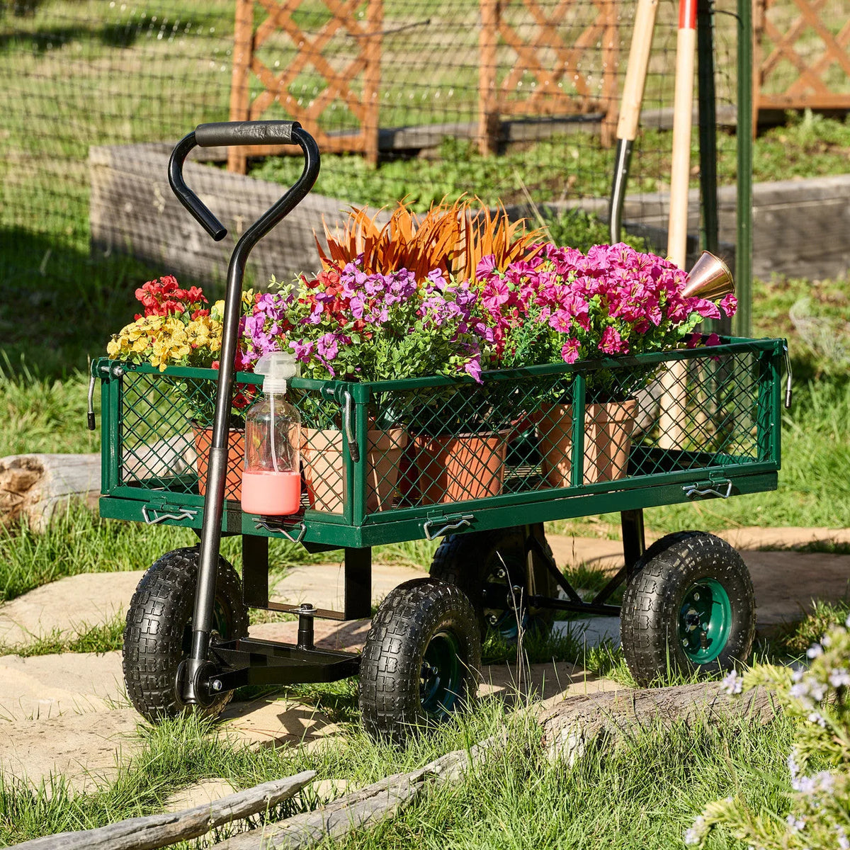 Utility Wagon 650 lb Capacity Removable Mesh Sides