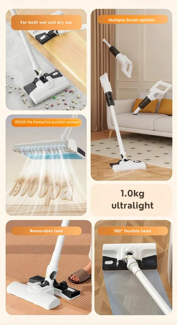 Vacuum Cleaner 3-in-1 Cordless Wet Mop & Fabric Cleaner