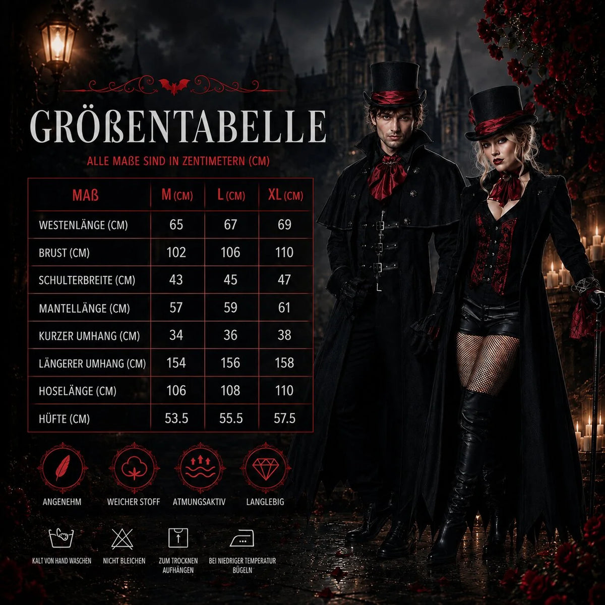 Vampire Costume Classic Halloween Unisex