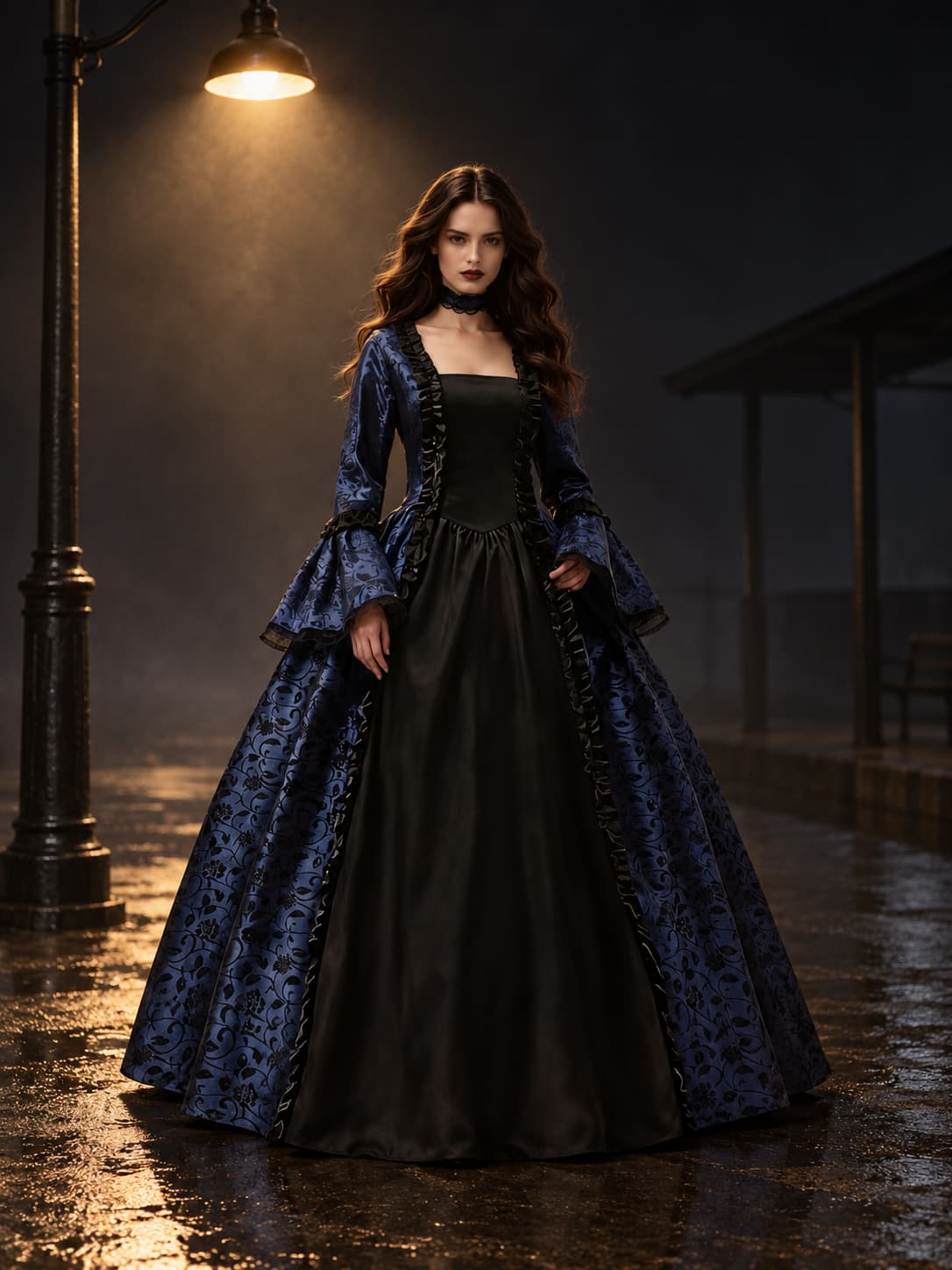Vampire Costume Dress Gothic Flared Sleeves Ankle-Length
