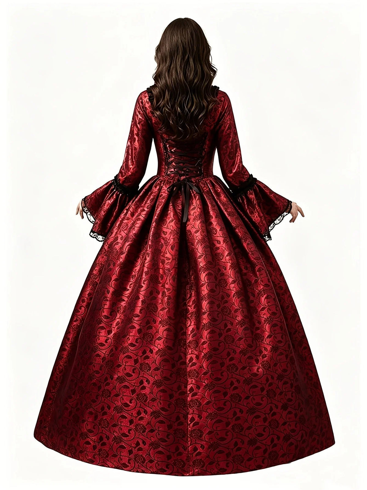 Vampire Costume Dress Gothic Flared Sleeves Ankle-Length
