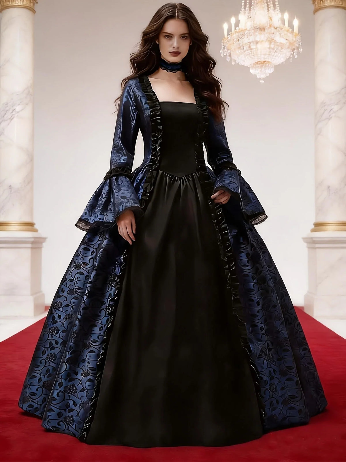 Vampire Costume Dress Gothic Flared Sleeves Ankle-Length