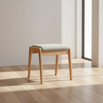 Vanity Stool Solid Wood Frame Padded Linen Seat