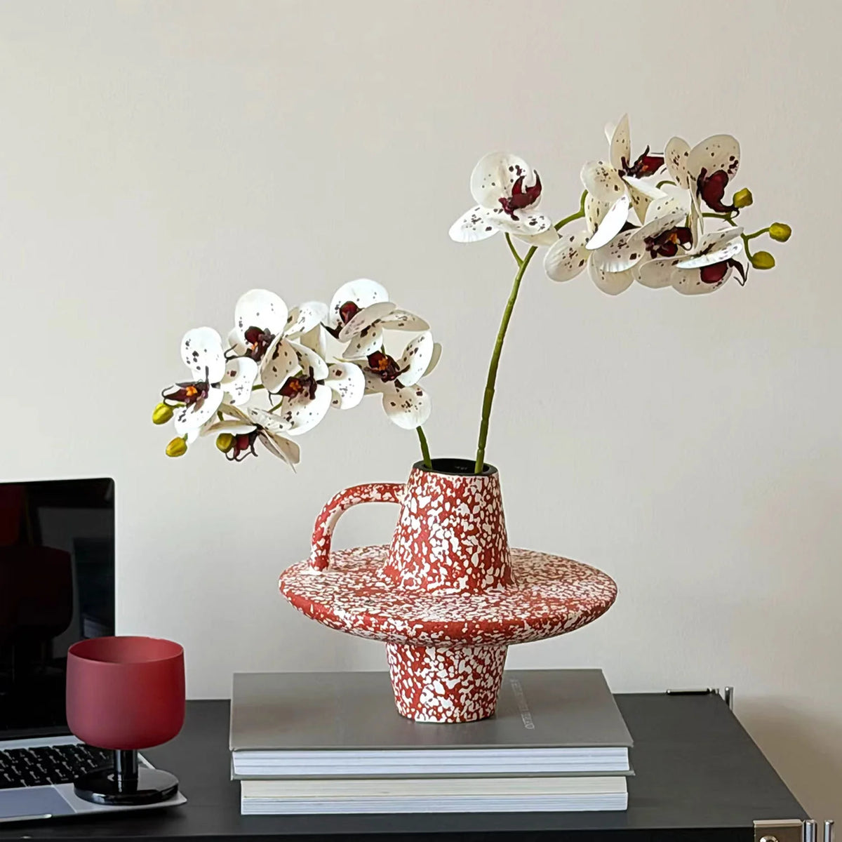 Vase Handcrafted Ceramic Abstract Splatter Design
