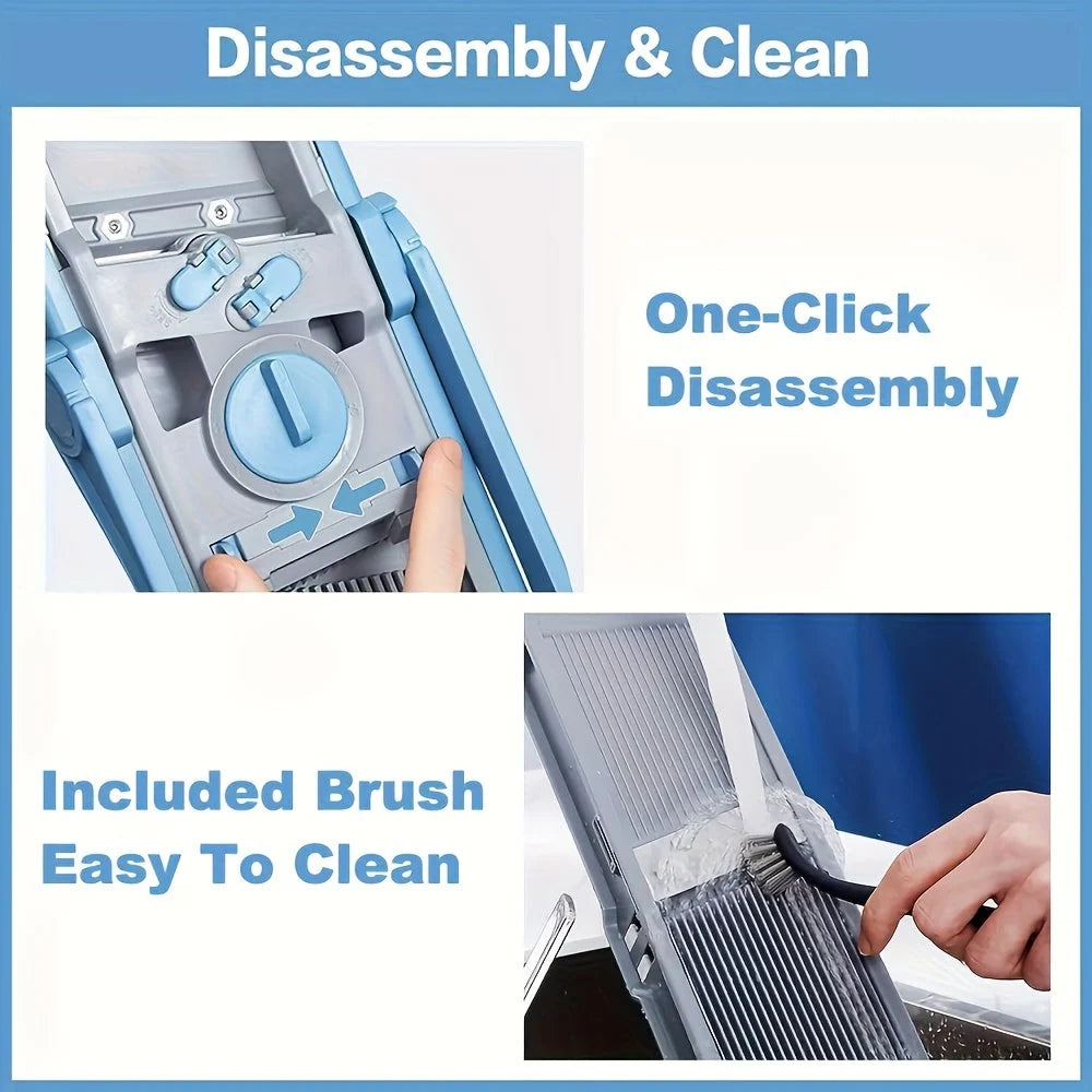 Vegetable Chopper Adjustable Stainless Steel Blade with Collection Tray & Hand Guard