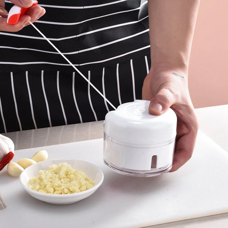 Vegetable Chopper Manual Pull-Cord Stainless Steel Blades