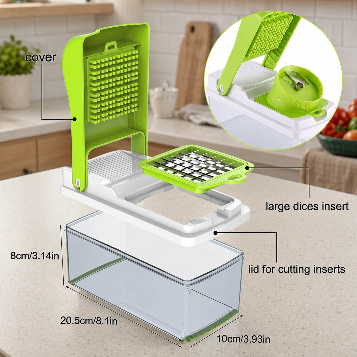 Vegetable Chopper Stainless Steel Blades Set of 8 With Container