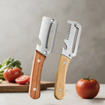 Vegetable Peeler Stainless Steel Blade Wooden Handle