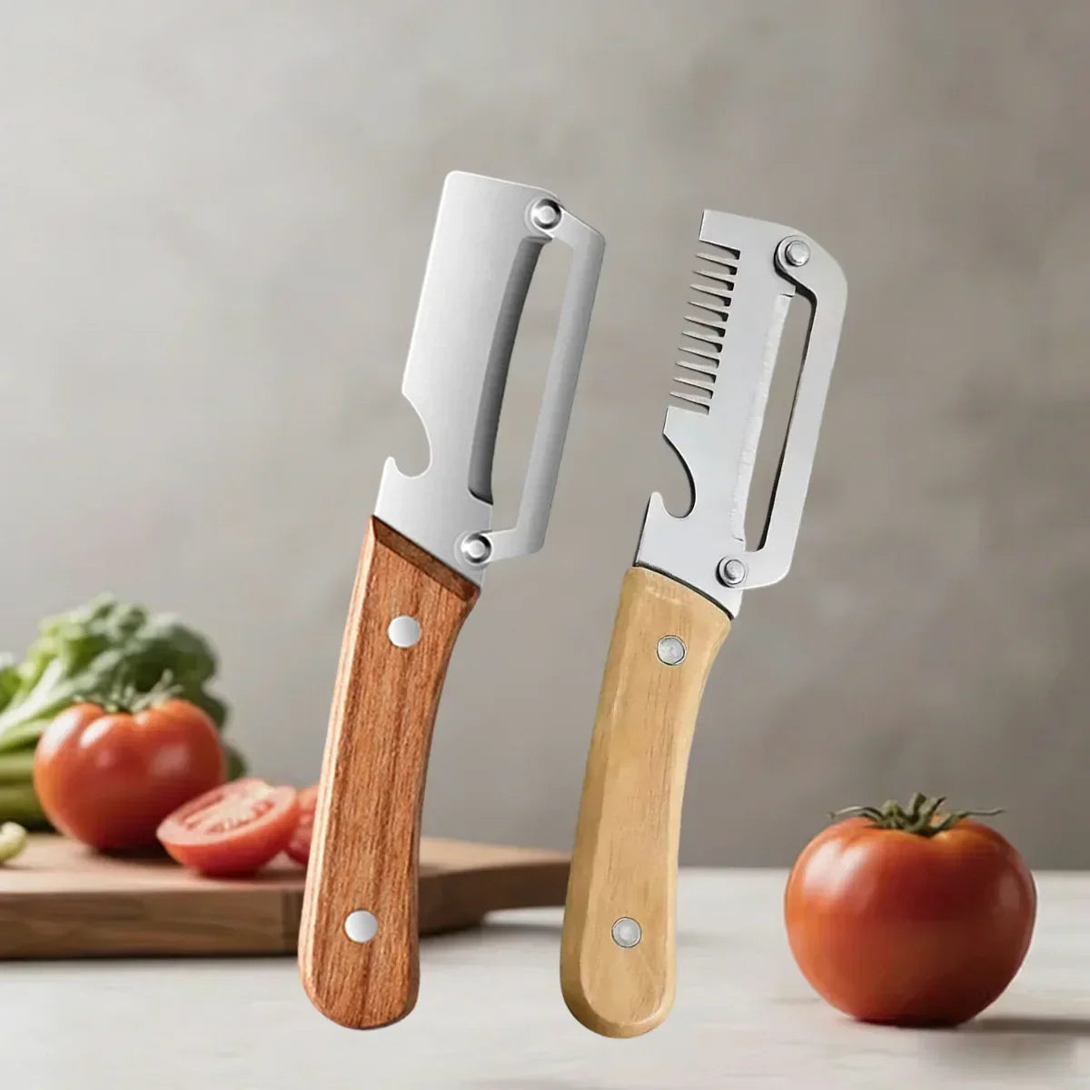 Vegetable Peeler Stainless Steel Blade Wooden Handle