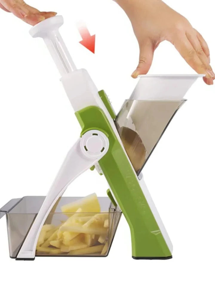 Vegetable Slicer 5 Interchangeable Blades Built-In Collecting Tray