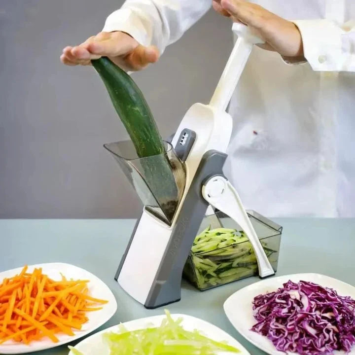 Vegetable Slicer 5 Interchangeable Blades Built-In Collecting Tray