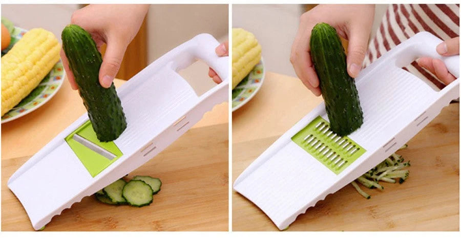 Vegetable Slicer 5-in-1 Stainless Steel Blades Safety Guard