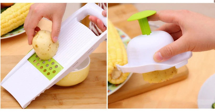 Vegetable Slicer 5-in-1 Stainless Steel Blades Safety Guard