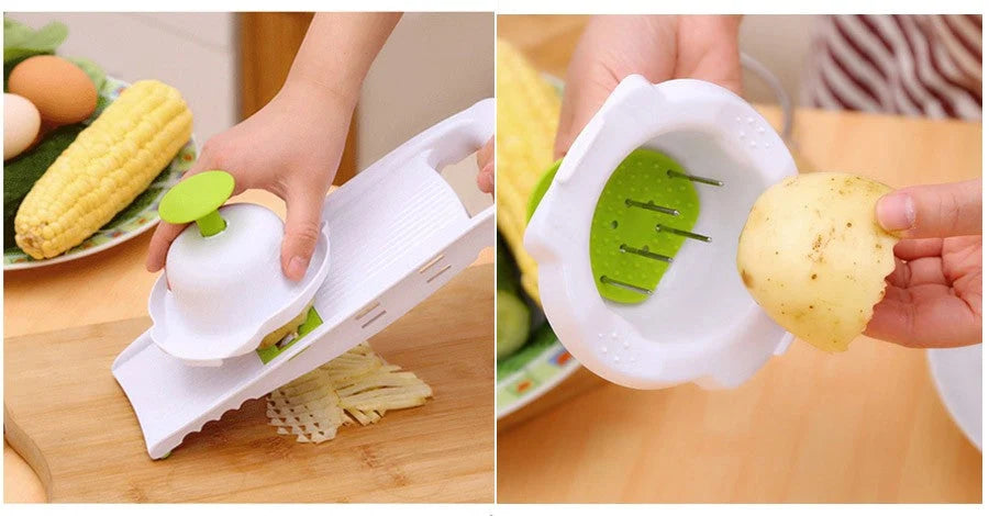 Vegetable Slicer 5-in-1 Stainless Steel Blades Safety Guard