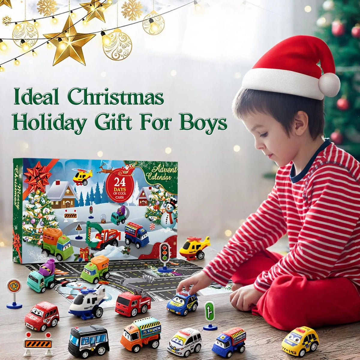 Vehicle Advent Calendar 21 Pull-Back Vehicles & Road Signs