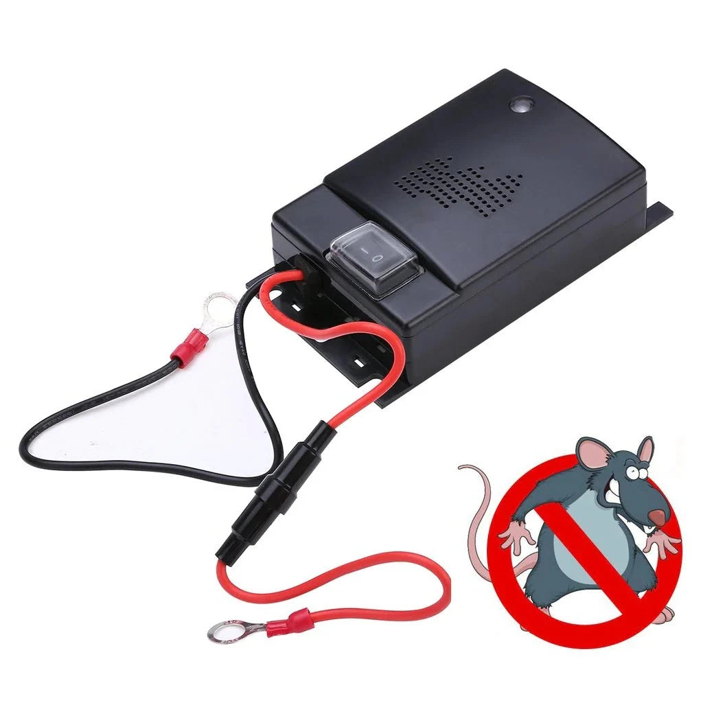 Vehicle Rodent Repeller Ultrasonic Vehicle-Powered 300 Sq Ft Coverage