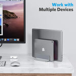 Vertical Laptop Stand Adjustable Slot Anodized Aluminum & Silicone Pads