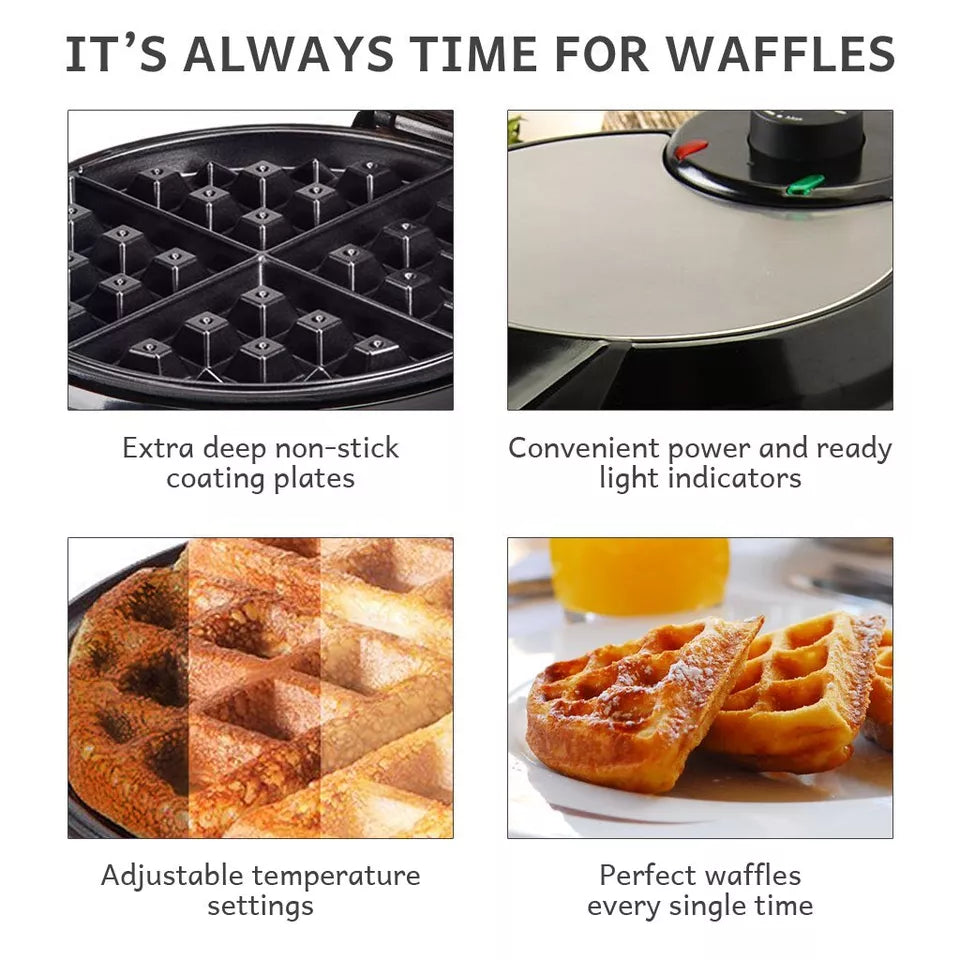 Waffle Maker Deep-Fill Belgian Non-Stick Adjustable Temperature