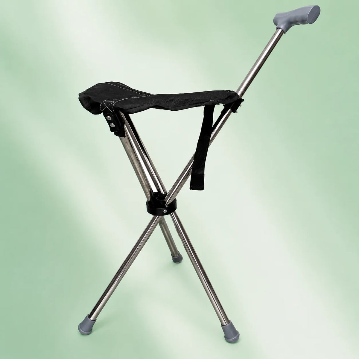 Walking Cane With Seat Foldable Stainless Steel Tripod Design