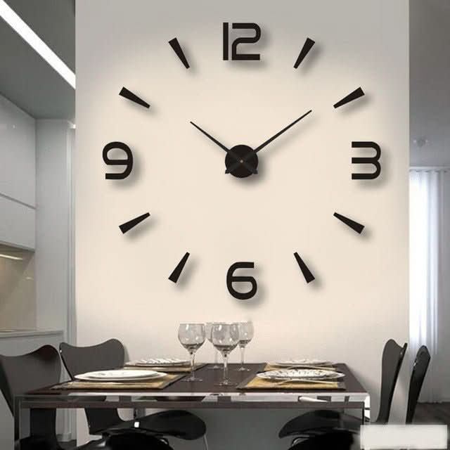 Wall Clock 3D Acrylic Silent Quartz Movement Drill-Free Mounting