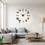 Wall Clock 3D Acrylic Silent Quartz Movement Drill-Free Mounting