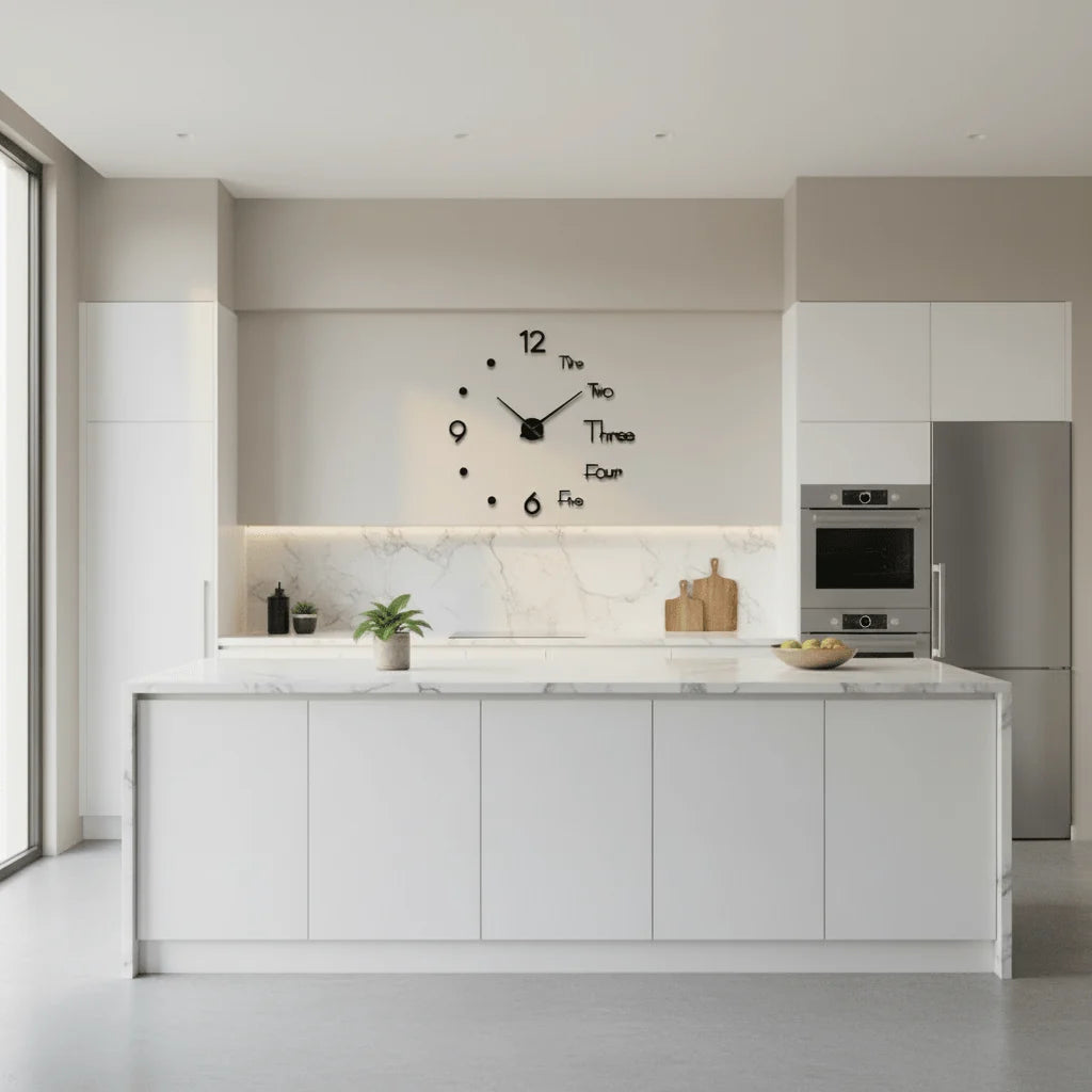 Wall Clock 3D Acrylic Silent Quartz Movement Drill-Free Mounting