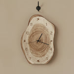 Wall Clock Irregular Wood-Inspired Design Silent Movement