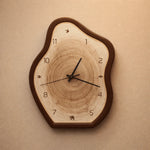 Wall Clock Irregular Wood-Inspired Design Silent Movement