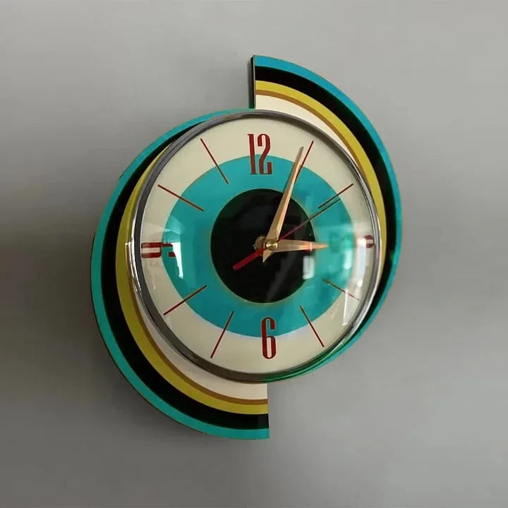 Wall Clock Mid-Century Sunburst Silent Battery-Powered