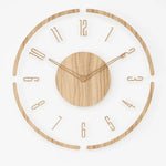 Wall Clock Natural Wood Silent Quartz Movement Easy-Read Dial