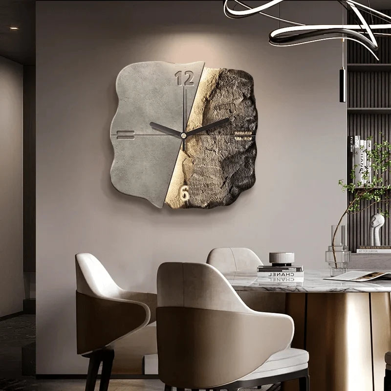 Wall Clock Sandstone Effect 3D Relief Silent Quartz Movement