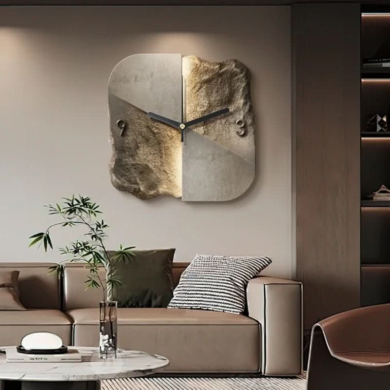 Wall Clock Sandstone Effect 3D Relief Silent Quartz Movement
