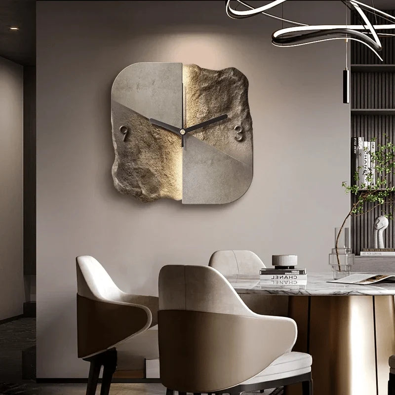 Wall Clock Sandstone Effect 3D Relief Silent Quartz Movement
