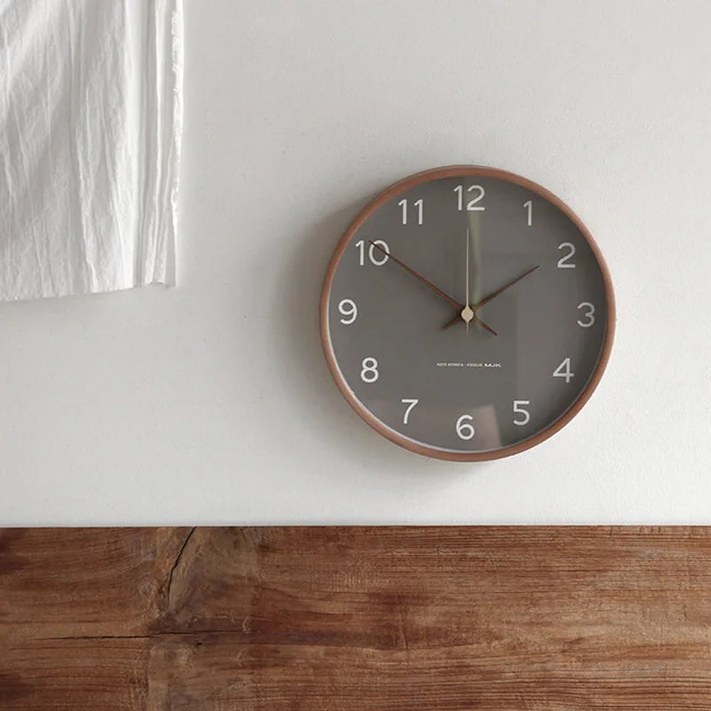 Wall Clock Solid Wood & Clear Glass Scandinavian Style