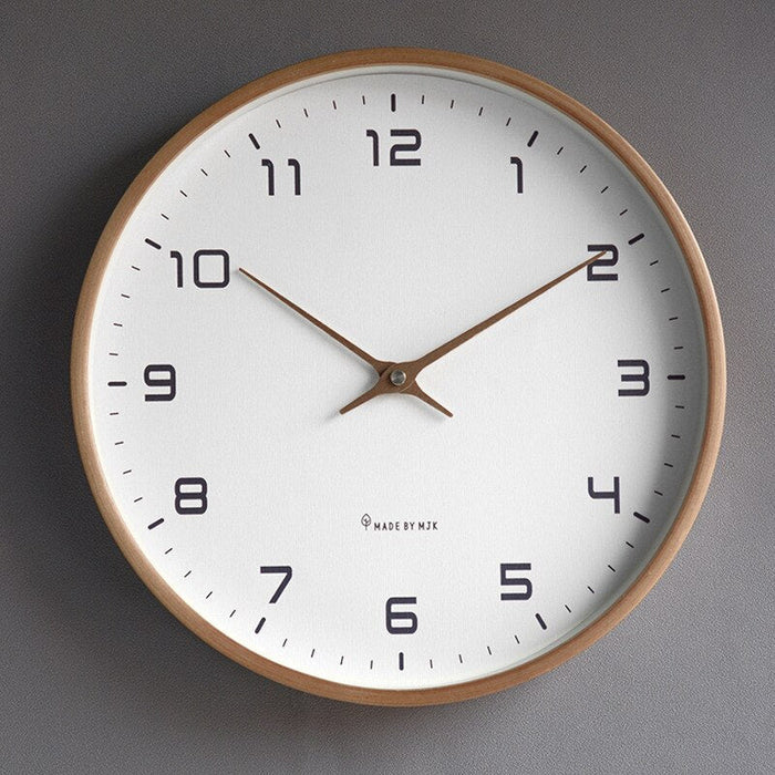 Wall Clock Solid Wood Silent Quartz Movement Clear Numerals