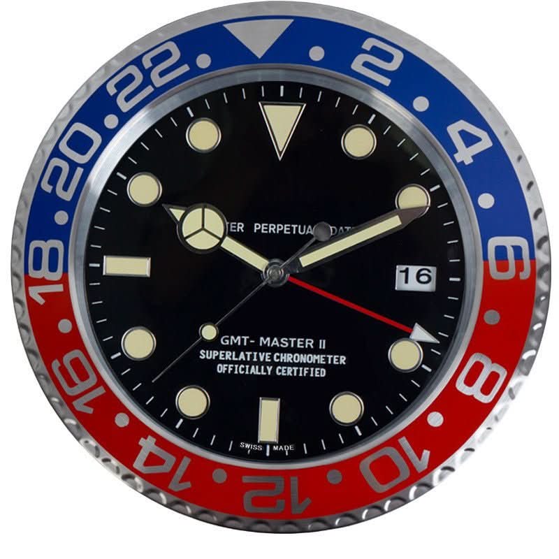 Wall Clock Stainless Steel Silent Quartz Luminous Hands