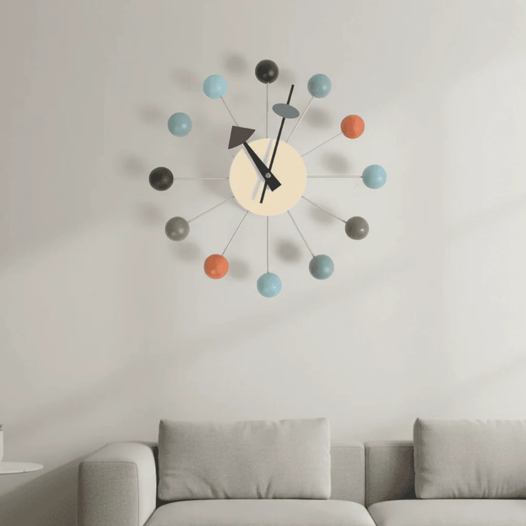 Wall Clock Sunburst Design Silent Quartz Movement 12.6-Inch