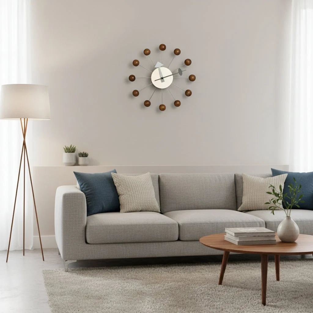 Wall Clock Sunburst Design Silent Quartz Movement 12.6-Inch
