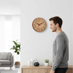 Wall Clock Wooden Silent Quartz Movement 11.8-Inch