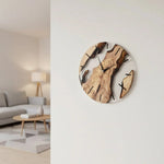 Wall Clock Wooden Silent Quartz Movement Round Design