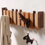 Wall Coat Rack Wooden Folding Hooks Space-Saving