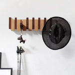 Wall Coat Rack Wooden Folding Hooks Space-Saving