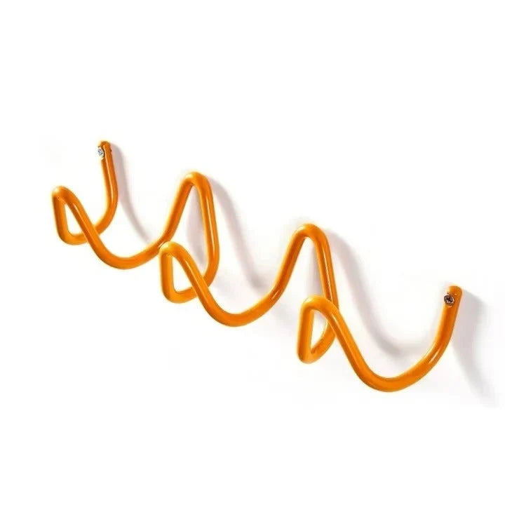 Wall Coat Rack Wrought Iron Wavy Design Wall-Mounted