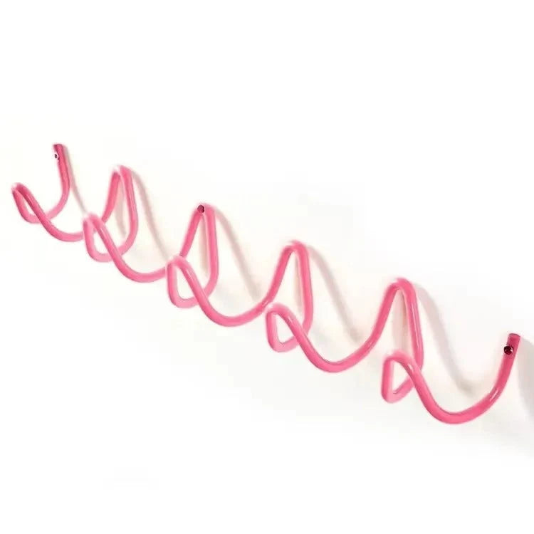 Wall Coat Rack Wrought Iron Wavy Design Wall-Mounted