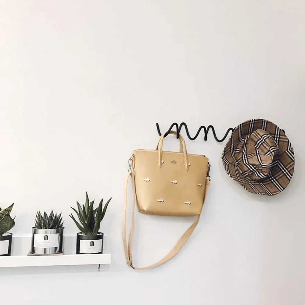 Wall Coat Rack Wrought Iron Wavy Design Wall-Mounted