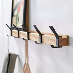Wall Hook Adjustable Rubberwood & Aluminum Space-Saving Design